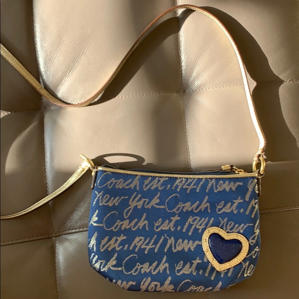 Coach Blue and Gold Crossbody Purse